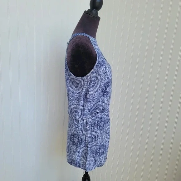 Pink Rose Juniors Ruffle Strappy Romper Pink Blue White Florals Rayon Sz L - Picture 9 of 12